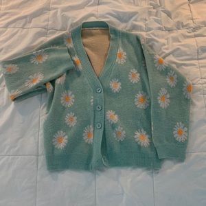 Teal knit cardigan